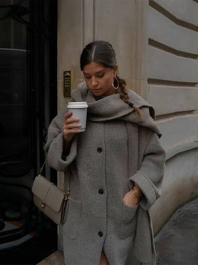 Esmeralda - kuscheliger Oversized-Mantel mit passendem Schal für mühelose Eleganz