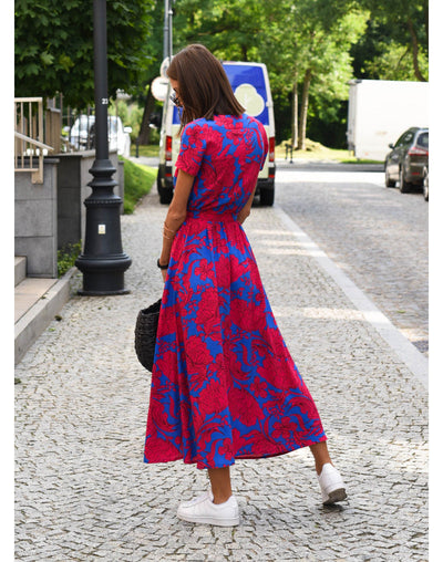 Yasmine V-Ausschnitt Kleid | Stilvolles Floral- und Punktemuster für Jedes Wetter