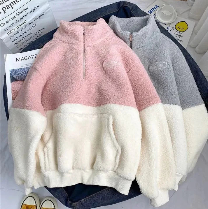 Valeen - Zweiteiliger Fleece-Trainingsanzug mit halbem Reißverschluss für bequeme und stilvolle Loungewear