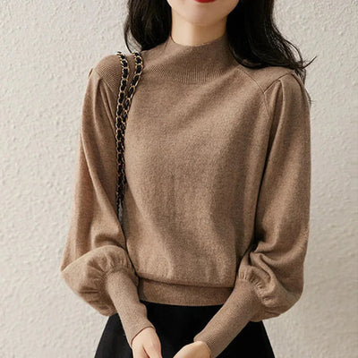 Paffery | Damen Elegantes Strick Pullover | Puffärmeln