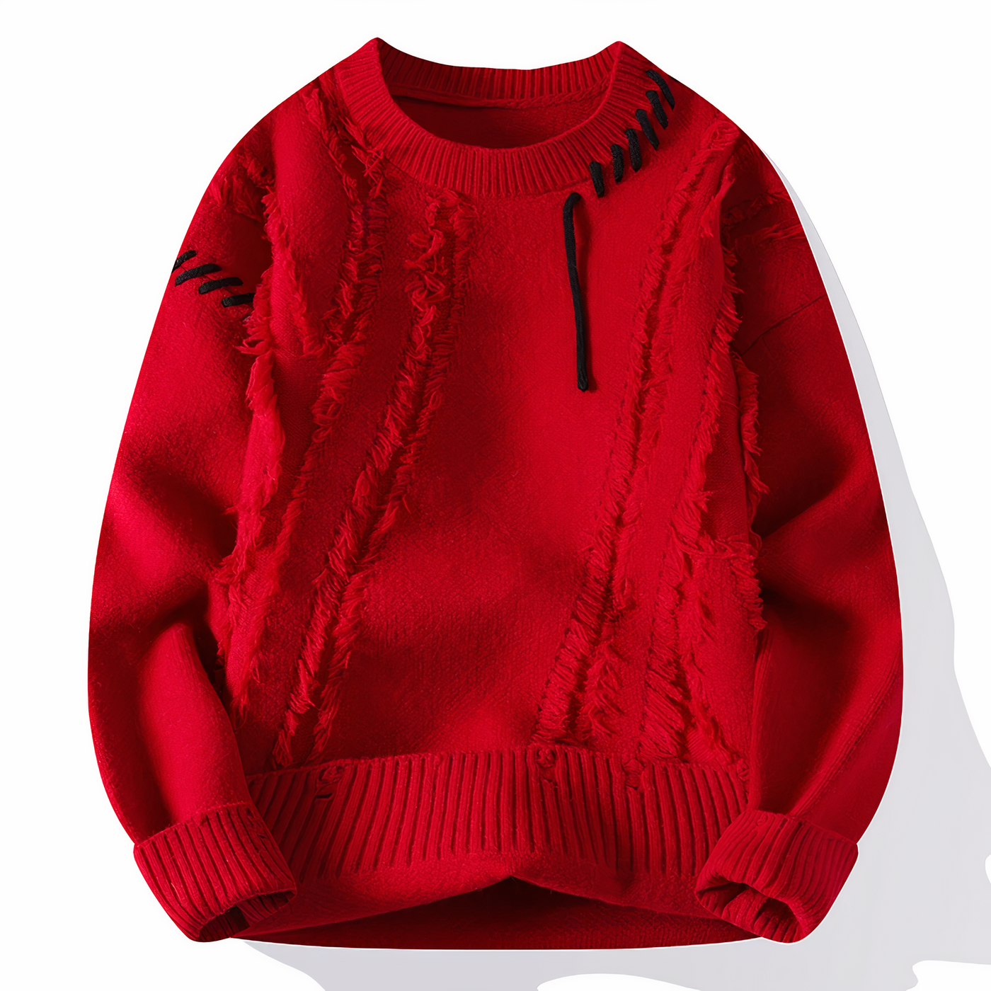 Oskar - trendiger Distressed-Strickpullover mit einzigartigen Details