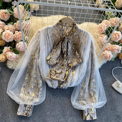 Ayola - schicke Bluse mit Schleife und Puffärmeln für einen glamourösen und raffinierten Look