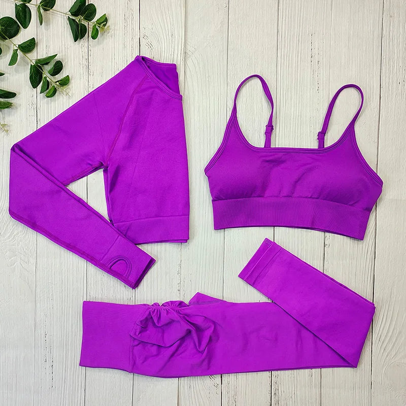 Yoga Set Langarmoberteil Fitnesshose 2-teilig - Atmungsaktiv & Bequem für Frauen
