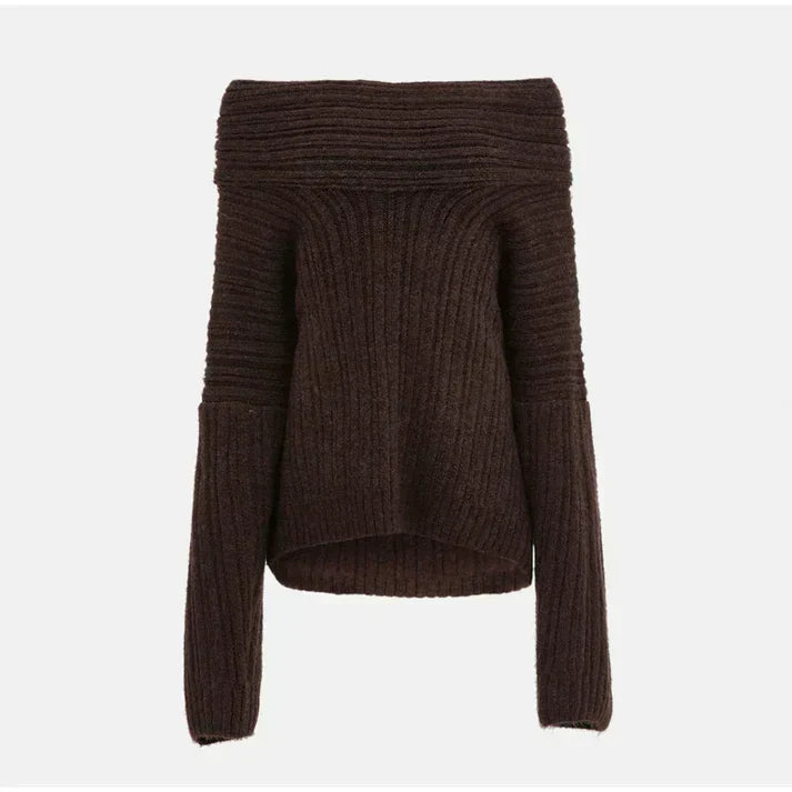 Ugala - gestrickter Off-Shoulder-Pullover mit Rippenmuster für einen bequemen und modischen Look