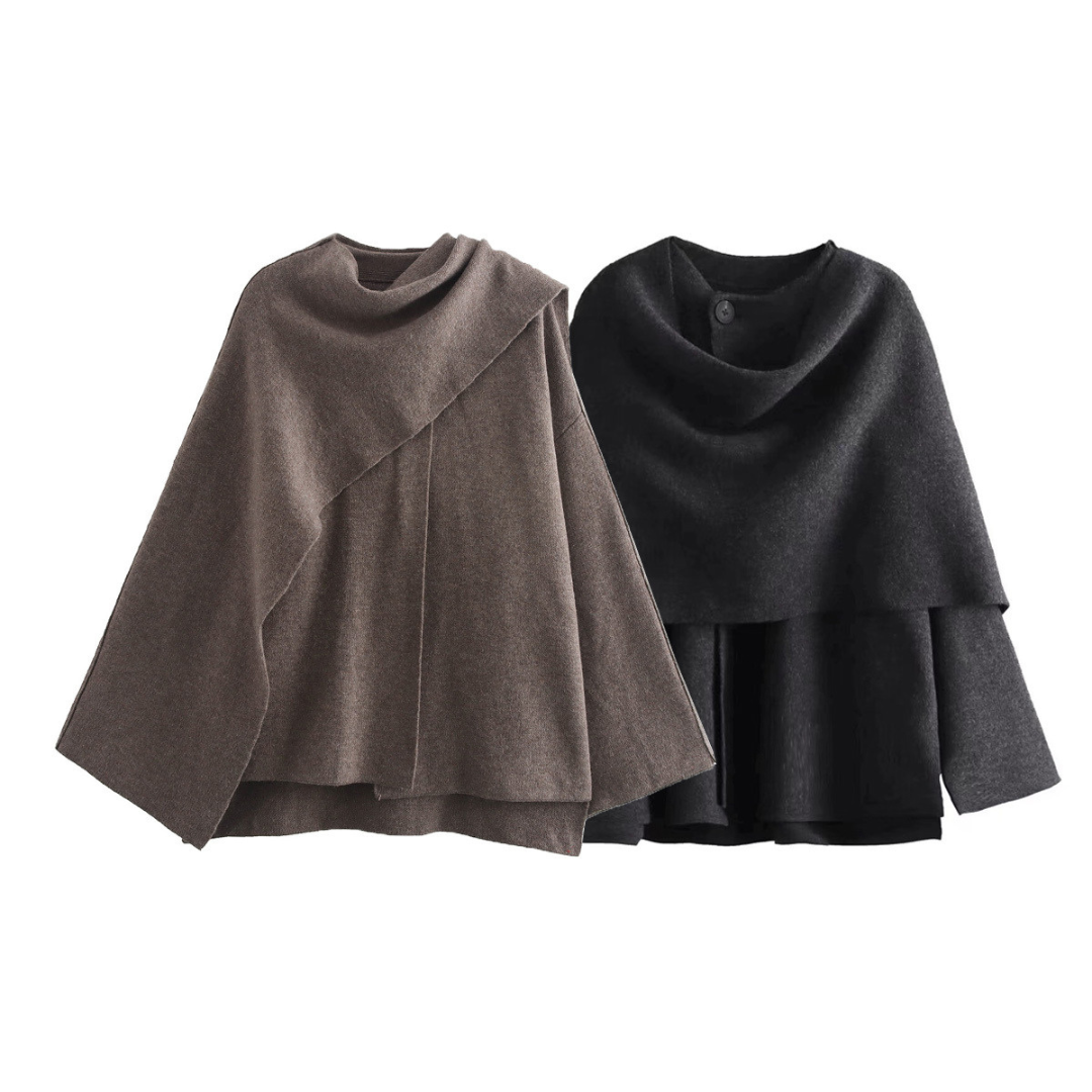 Schal-Mantel - Herbst - Wolle - Cape Mantel - Jacken für Frauen