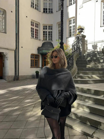 Schaljacke – vorne offen – aus Wolle – Cape-Jacke – Damenbekleidung