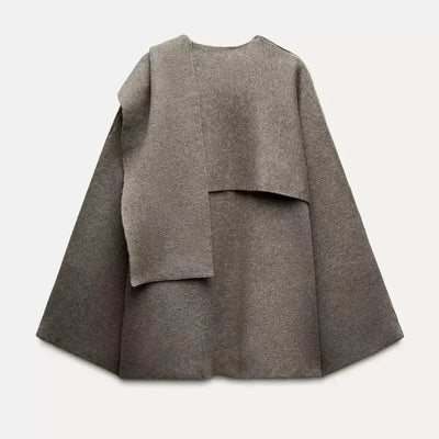 Schaljacke – vorne offen – aus Wolle – Cape-Jacke – Damenbekleidung