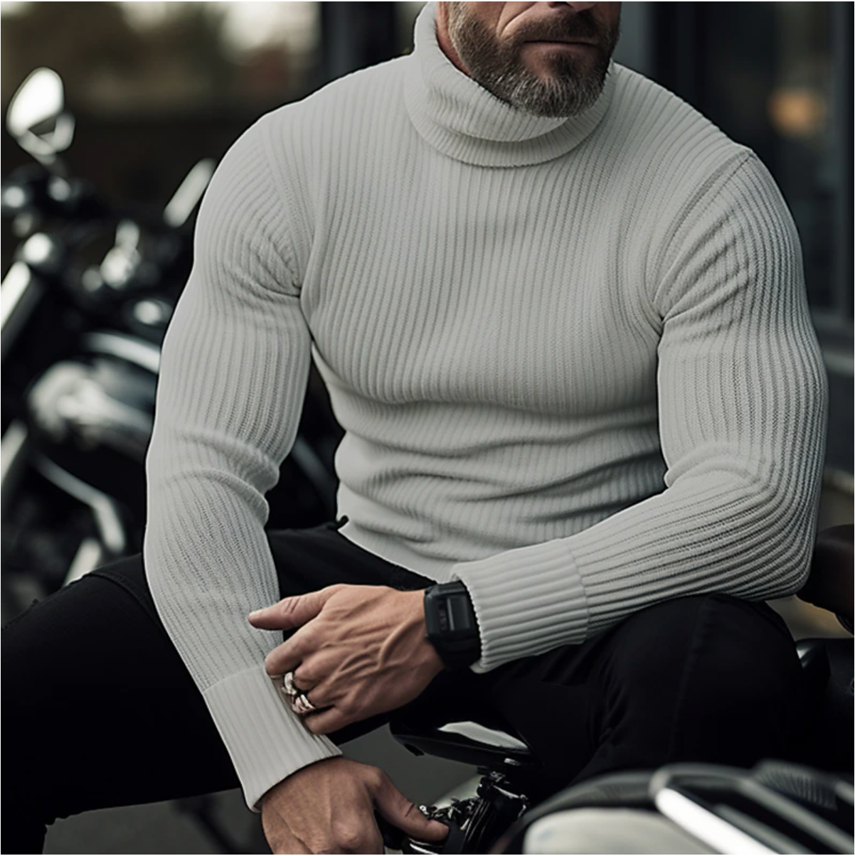 Matthew - Hochwertiger Rollkragenpullover aus Rippenstrick kombiniert mutigen Stil