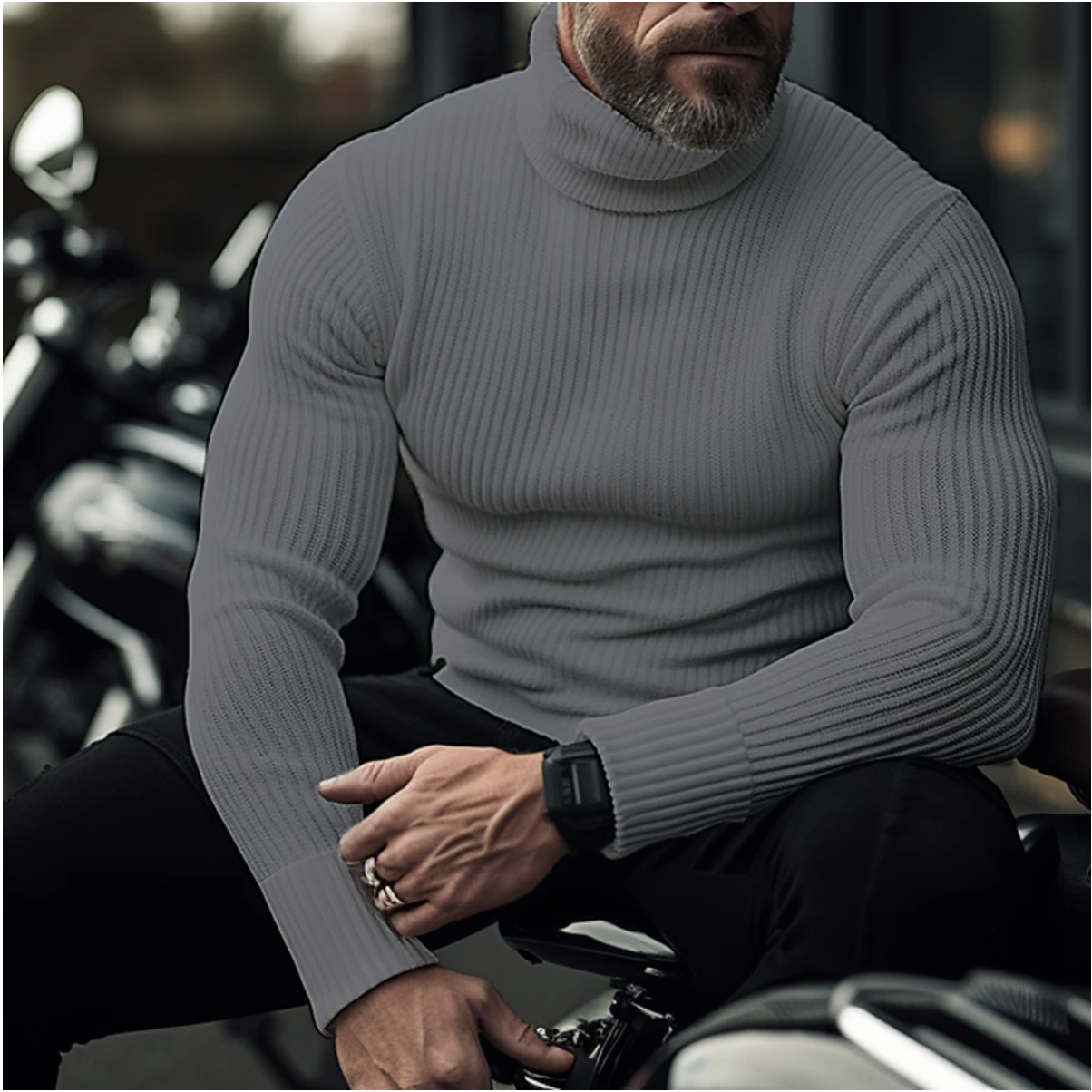 Matthew - Hochwertiger Rollkragenpullover aus Rippenstrick kombiniert mutigen Stil