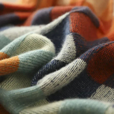 Anna - Patchwork-Rollkragenpullover aus Kaschmir Couture