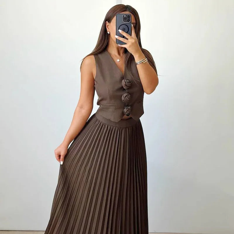 Beyza – Anständig ärmelloses Zweiteiler Set