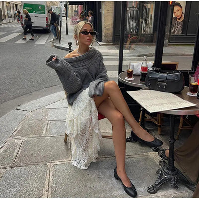 Ugala - gestrickter Off-Shoulder-Pullover mit Rippenmuster für einen bequemen und modischen Look