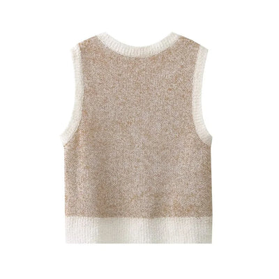 Beige gestricktes Damenshirt mit Vintage-Jacquardmuster – Mireille