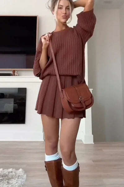 Set aus Strickjacke und Minirock – Set aus Rock und Bluse – Zweiteiler für Damen