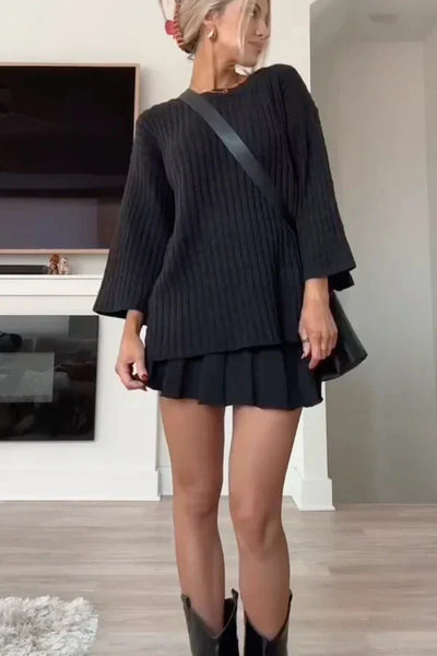 Set aus Strickjacke und Minirock – Set aus Rock und Bluse – Zweiteiler für Damen