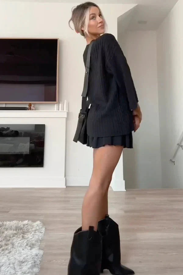 Set aus Strickjacke und Minirock – Set aus Rock und Bluse – Zweiteiler für Damen