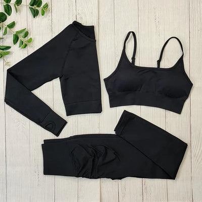 Yoga Set Langarmoberteil Fitnesshose 2-teilig - Atmungsaktiv & Bequem für Frauen