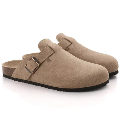 Slipper aus Wildleder – Slip-On – Kork-Sohle – Pantoletten – Herrenschuhe