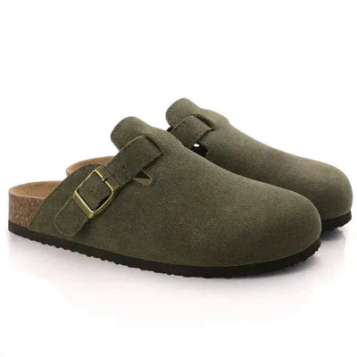 Slipper aus Wildleder – Slip-On – Kork-Sohle – Pantoletten – Herrenschuhe