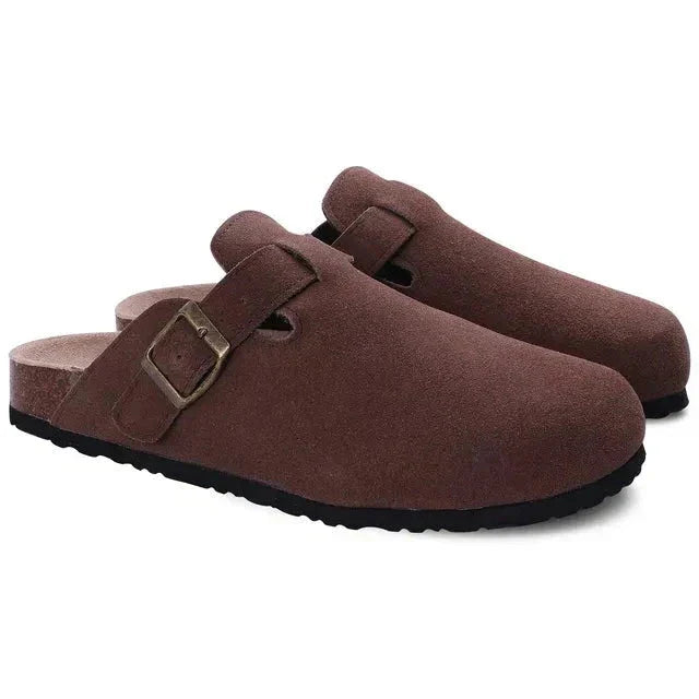 Slipper aus Wildleder – Slip-On – Kork-Sohle – Pantoletten – Herrenschuhe