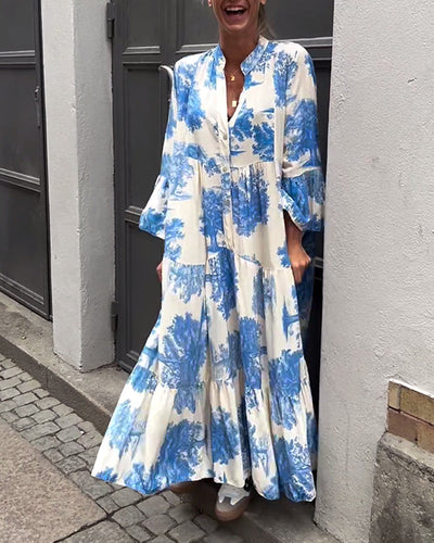 Aufidia Blumenkleid für Damen mit Floralem Muster – Elegantes, Fließendes Design für Jeden Anlass