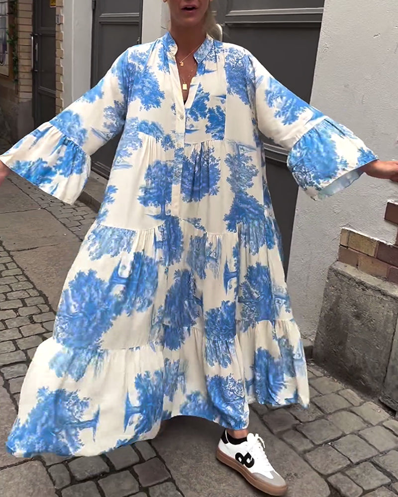 Aufidia Blumenkleid für Damen mit Floralem Muster – Elegantes, Fließendes Design für Jeden Anlass