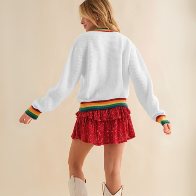 MERRY & BRIGHT Pullover mit geripptem Rundhalsausschnitt