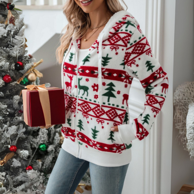 Kordel weihnachten Element Reißverschluss oben Kapuze Jacke