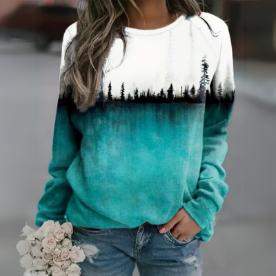 Kerstine - Damen-Sweatshirt mit Wald-Grafik