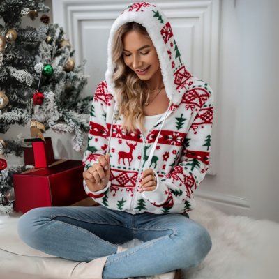 Kordel weihnachten Element Reißverschluss oben Kapuze Jacke