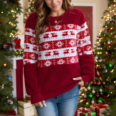 weihnachtliches Element Rundhalsausschnitt langes Sweatshirt