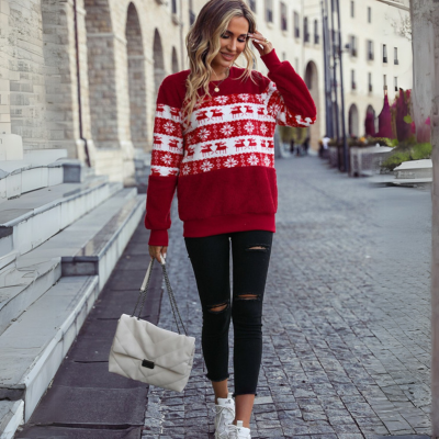 weihnachtliches Element Rundhalsausschnitt langes Sweatshirt