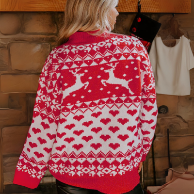 weihnachtliches Element Rollkragenpullover mit langen Ärmeln