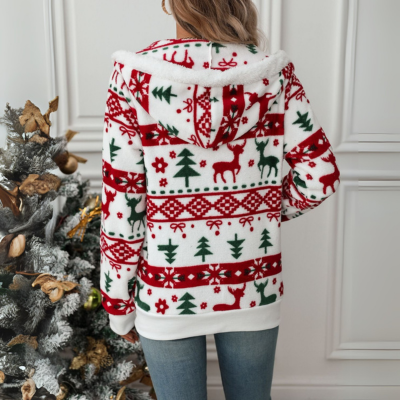 Kordel weihnachten Element Reißverschluss oben Kapuze Jacke