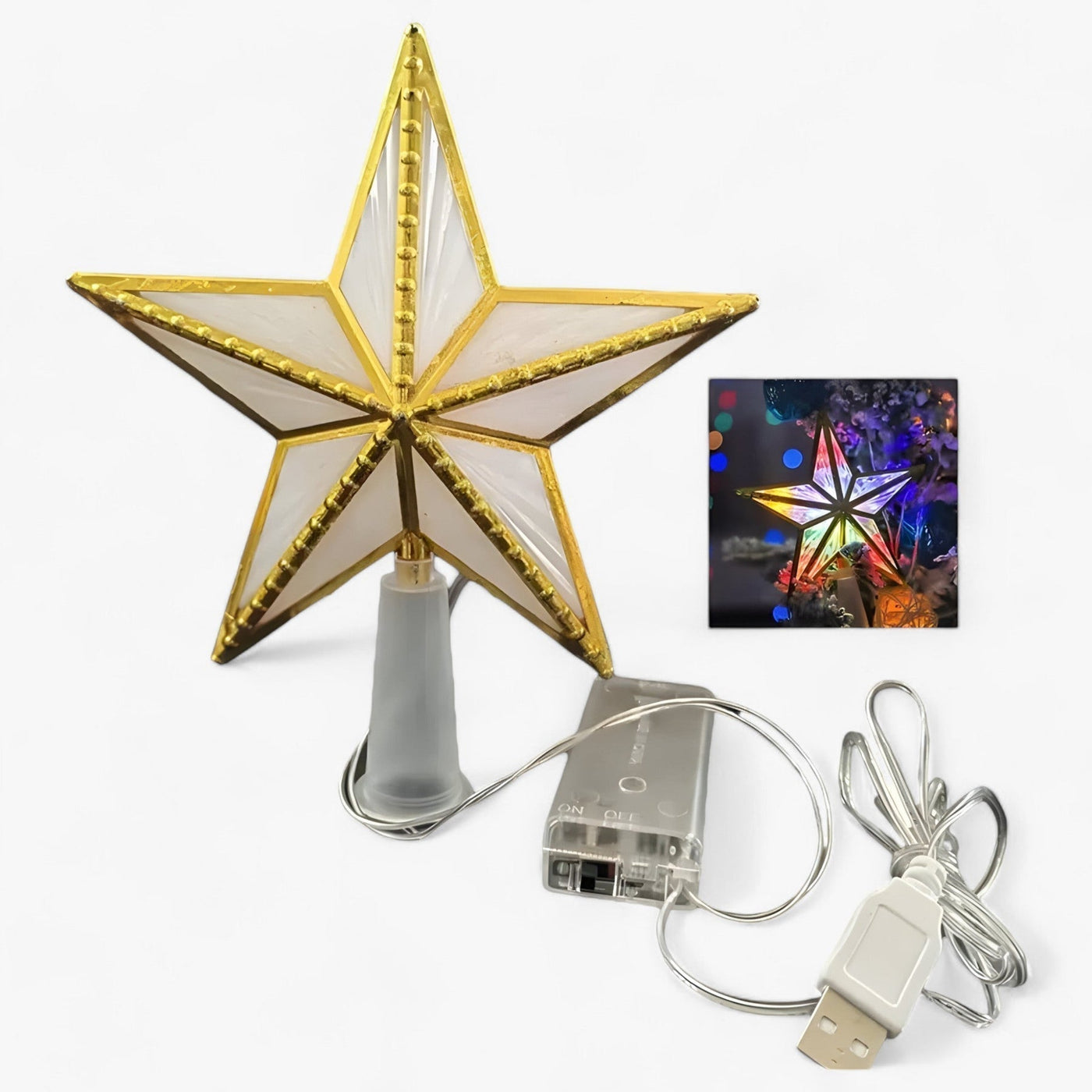 StarGlitter - LED-stjerne med fem prikker juletre