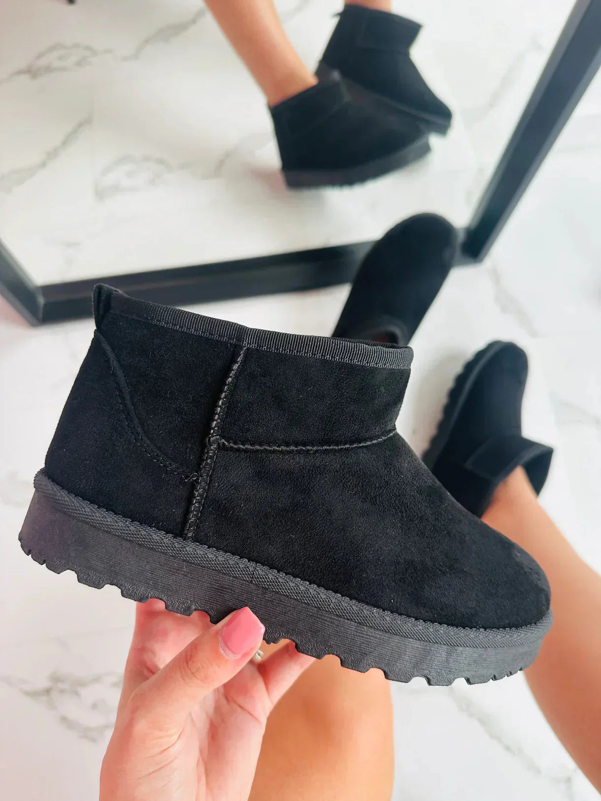 Stiefeletten – Slip-Ons – mit Fell gefüttert – Winterstiefel – Damenstiefel