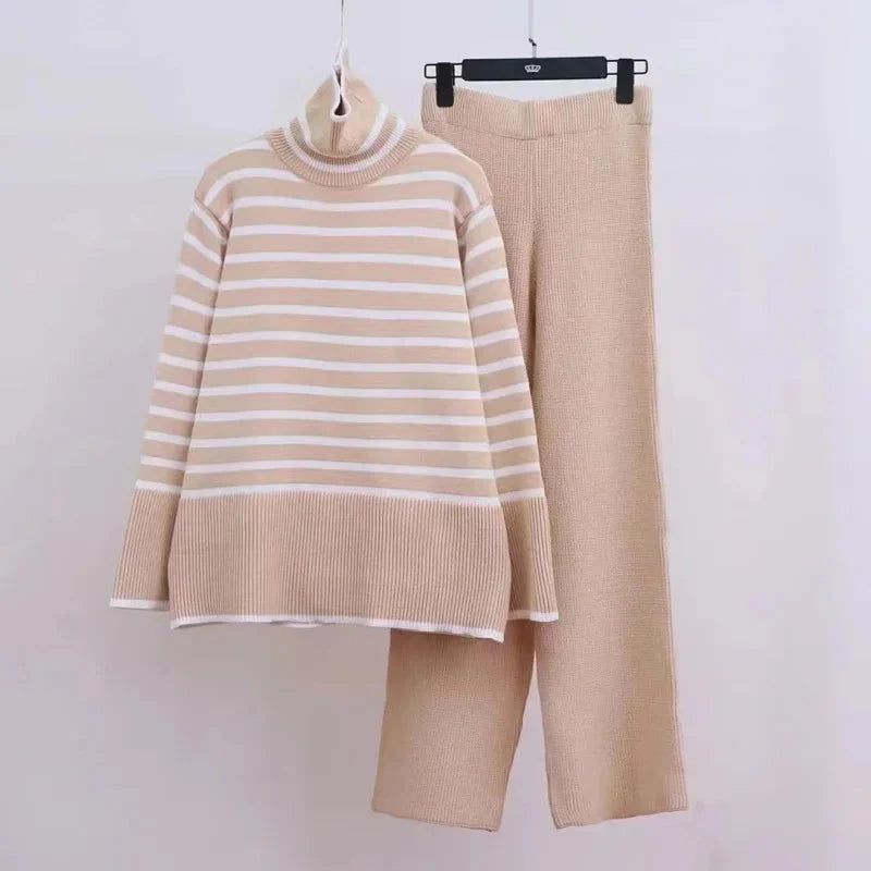 Strick-Koordinationsset – Oversize-Pullover – Strickhose – Zweiteiler – Damenstrickwaren