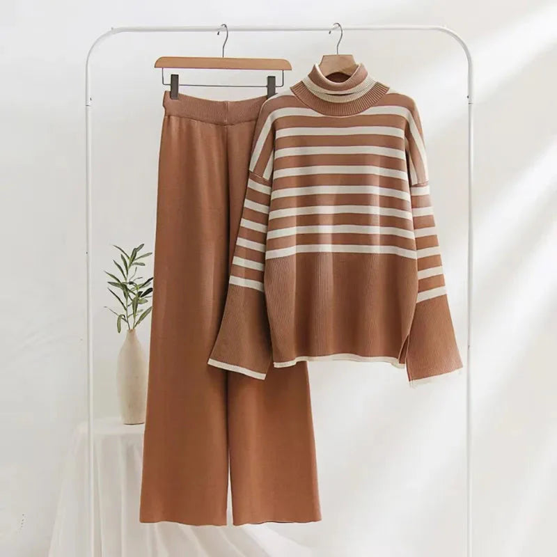 Strick-Koordinationsset – Oversize-Pullover – Strickhose – Zweiteiler – Damenstrickwaren