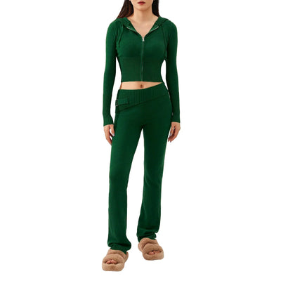 Strick-Loungewear-Set | mit Kapuze | mit Reißverschluss | Zweiteiler aus Strick | Loungewear für Damen