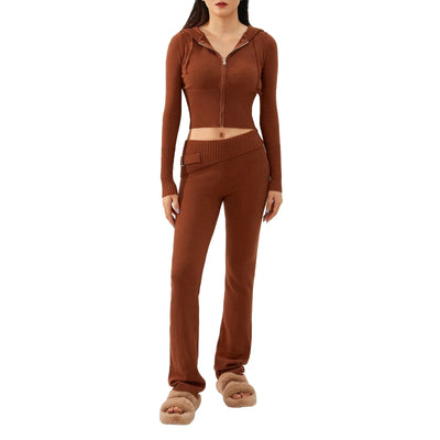 Strick-Loungewear-Set | mit Kapuze | mit Reißverschluss | Zweiteiler aus Strick | Loungewear für Damen