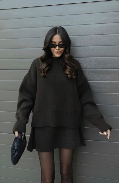 Strick-Rock-Set | Pullover-Pullover | Mini Rock | Strick-Zweiteiler | Co-Ord Set Frauen