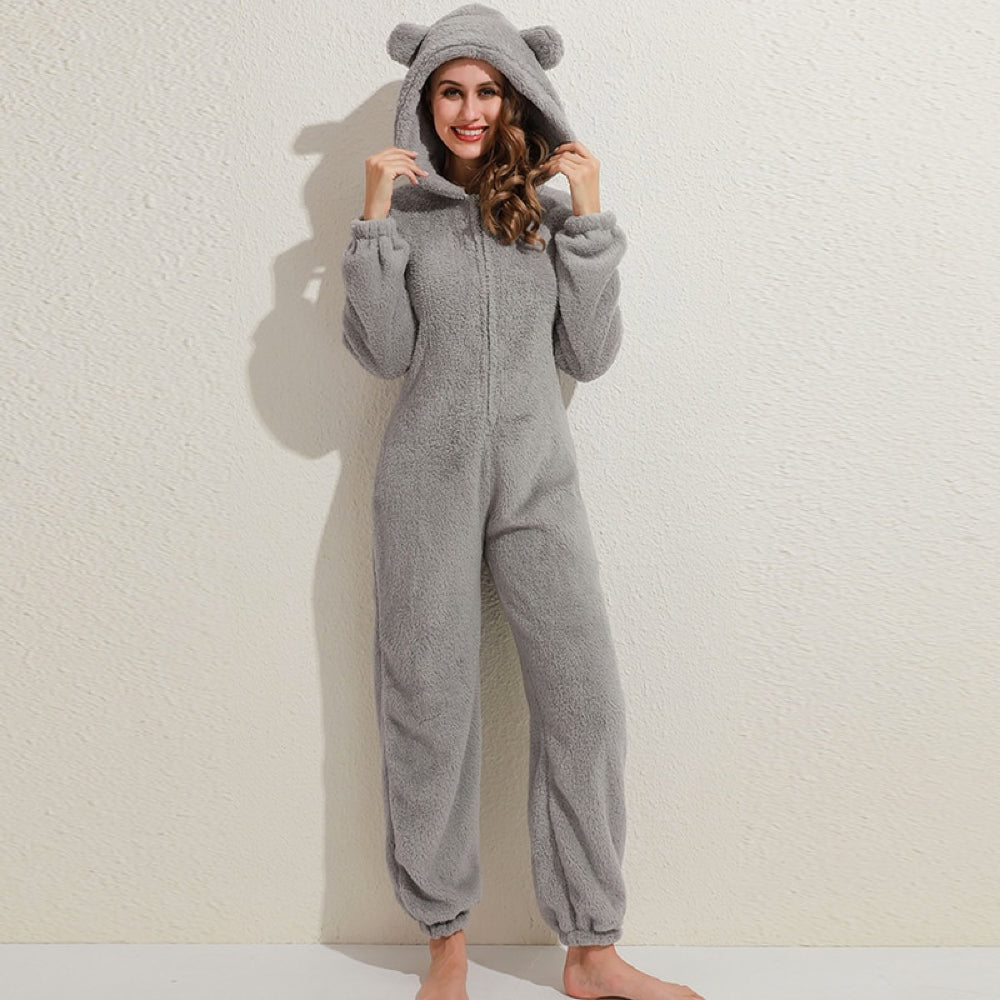 Strick-Strampler | Mit Kapuze | Mit Reißverschluss | Strampler für Erwachsene | Loungewear
