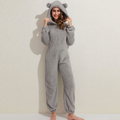 Strick-Strampler | Mit Kapuze | Mit Reißverschluss | Strampler für Erwachsene | Loungewear