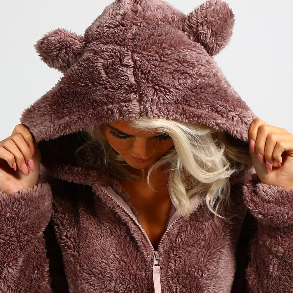 Strick-Strampler | Mit Kapuze | Mit Reißverschluss | Strampler für Erwachsene | Loungewear