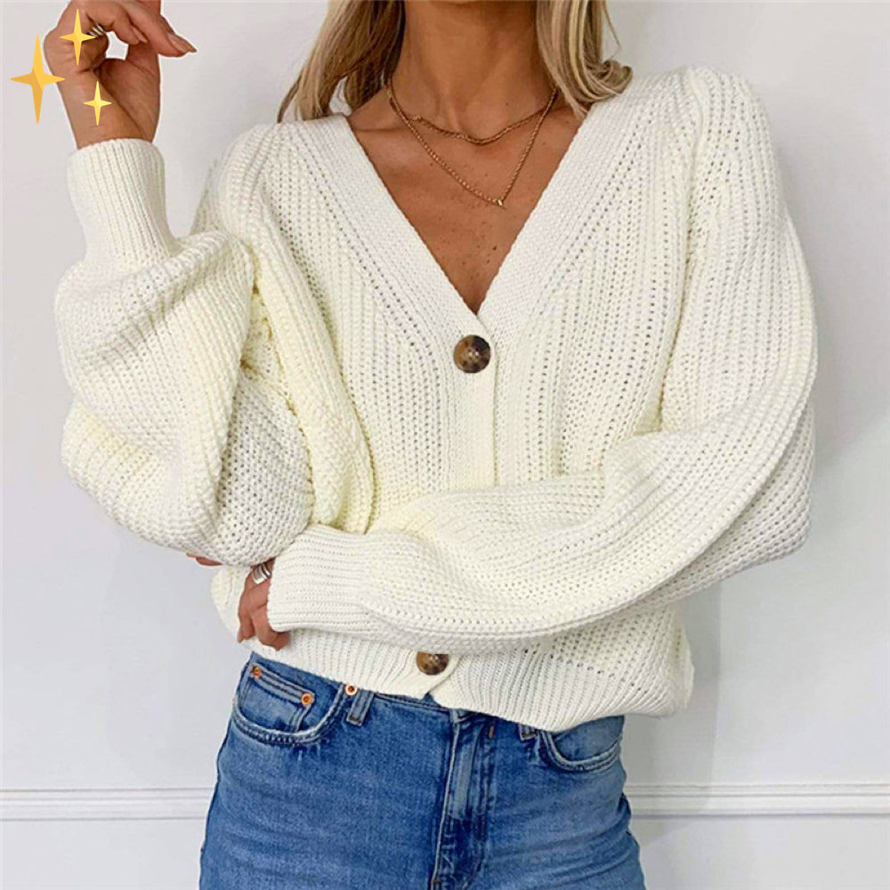 Strickjacke – Damen-Strickjacke im Oversize-Look mit Knopfleiste
