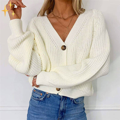 Strickjacke – Damen-Strickjacke im Oversize-Look mit Knopfleiste