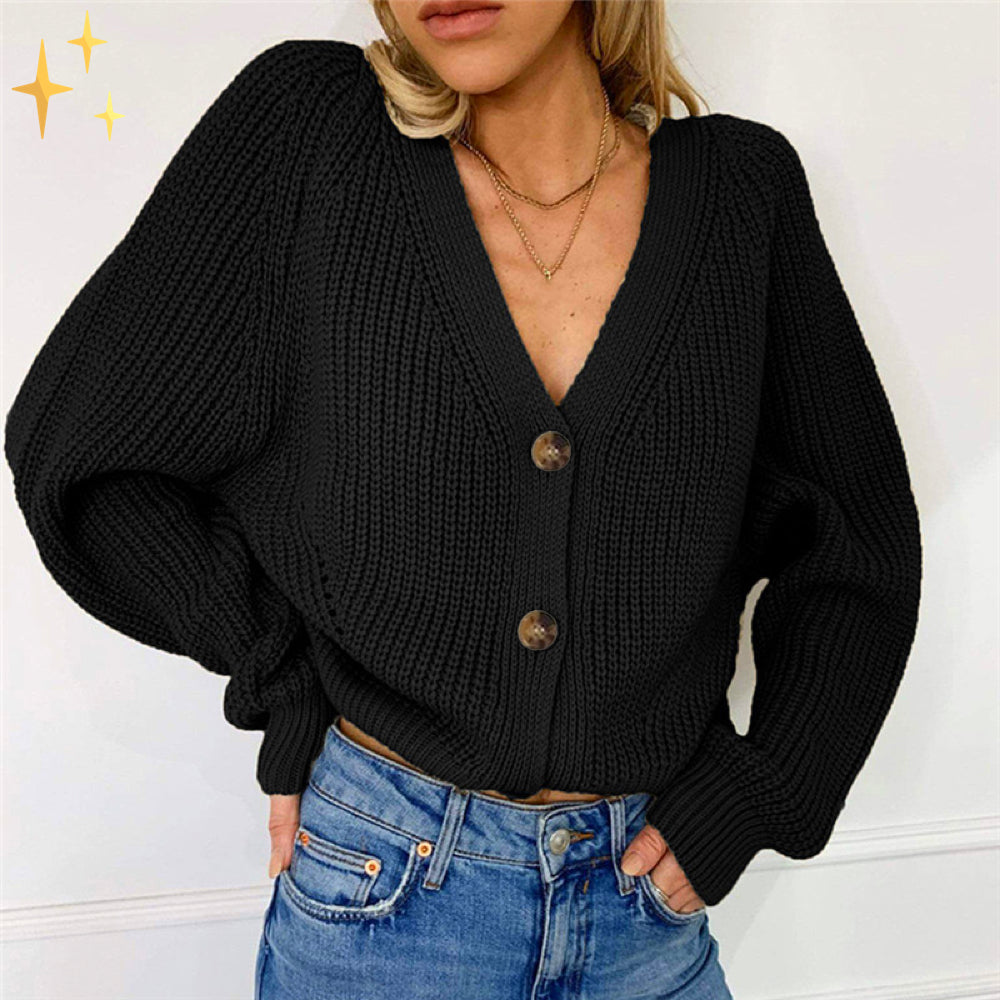Strickjacke – Damen-Strickjacke im Oversize-Look mit Knopfleiste