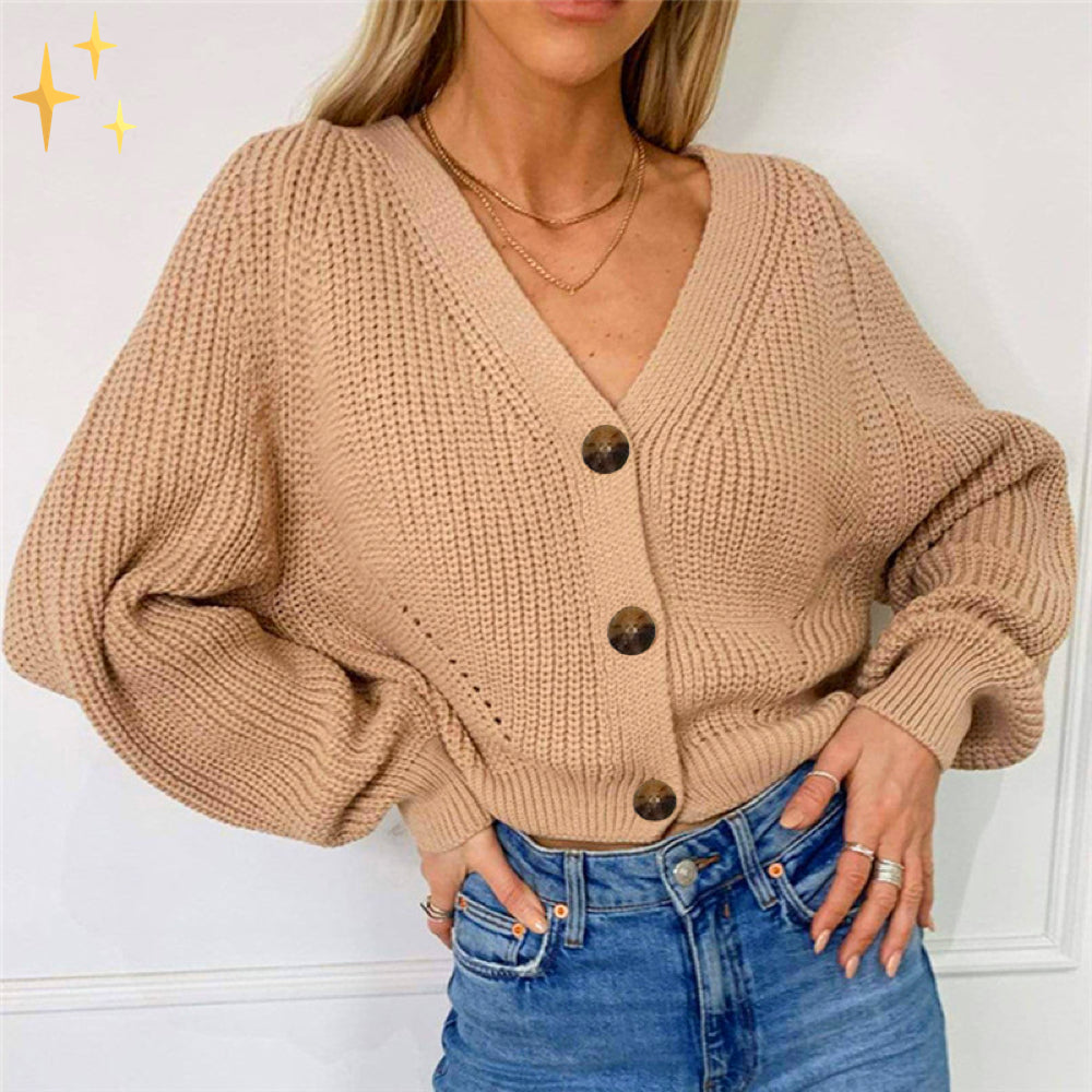Strickjacke – Damen-Strickjacke im Oversize-Look mit Knopfleiste