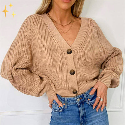 Strickjacke – Damen-Strickjacke im Oversize-Look mit Knopfleiste
