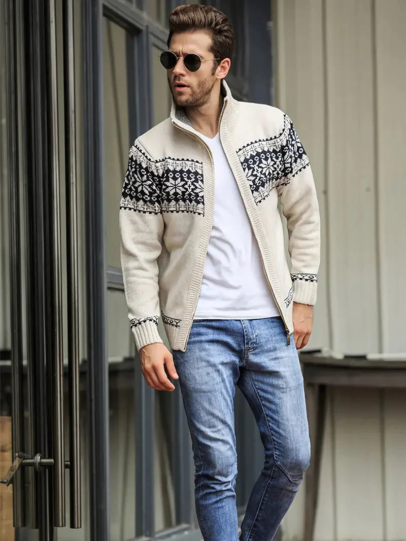 Strickjacke | High Neck | Winter | Zip Cardigan | Herrenbekleidung